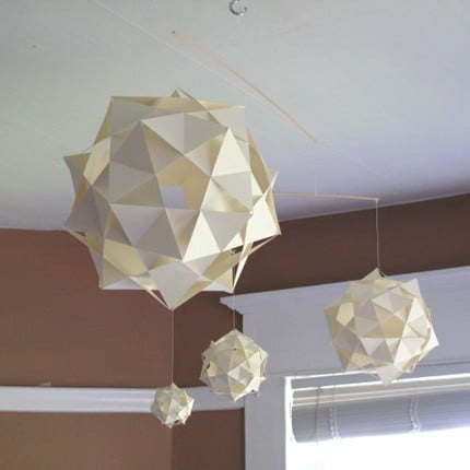 This cool Geometric Mobile ($42) would create the effect of stylized asteroids hanging from your ceiling.
This cool Geometric Mobile ($42) would create the effect of stylized asteroids hanging from your ceiling.