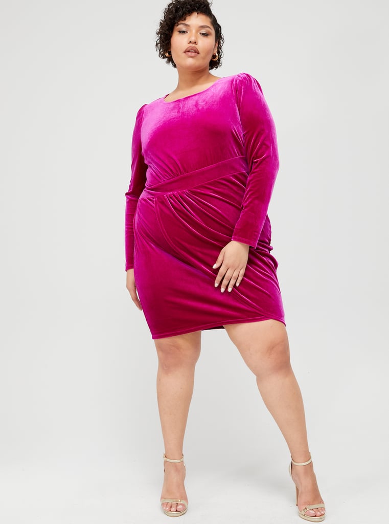 Affordable Christmas Party Dresses: V by Very Curve Velvet Ruched Mini Dress