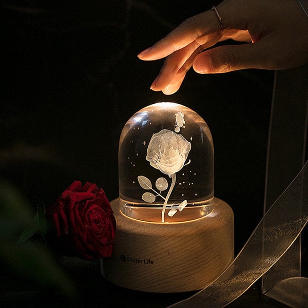 Rose Crystal Ball Music Box