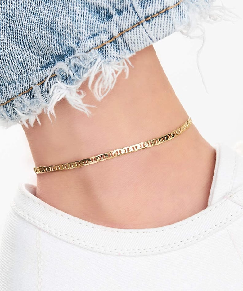 A Trendy Piece: Barzel 18K Gold-Plated Flat Marina Link Anklet