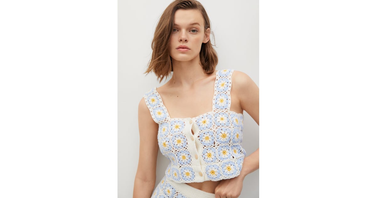 Mango Handmade Daisy-Print Crochet Top | The Crochet Trend a Modern Upgrade, and Here We Are Falling in Love Again | POPSUGAR Fashion Photo 12