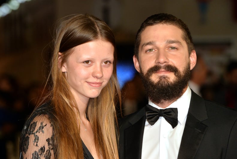 LONDON, ENGLAND - OCTOBER 19:  Mia Goth and Shia LeBeouf attend the closing night European Premiere gala red carpet arrivals for 