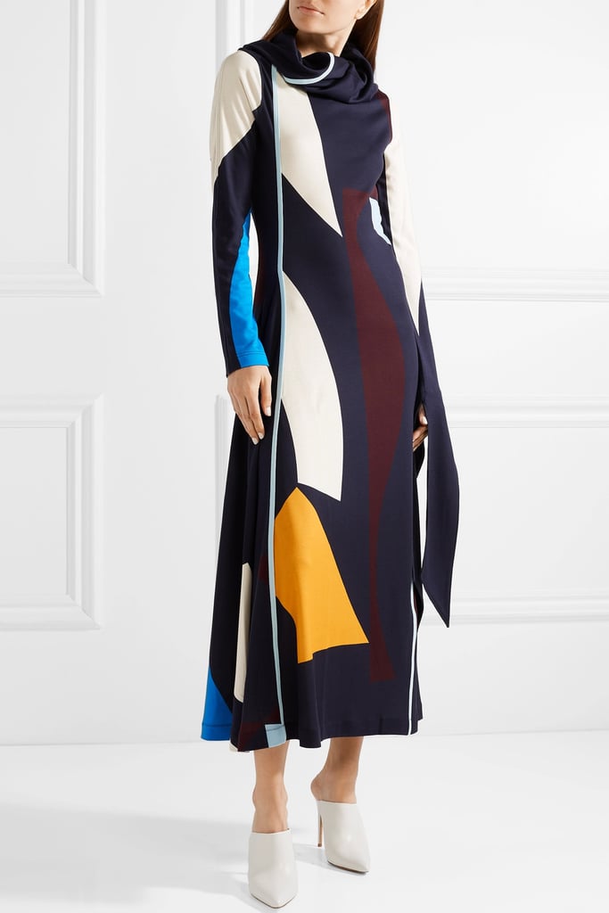 Victoria Beckham Draped Printed Stretch-jersey Midi Dress