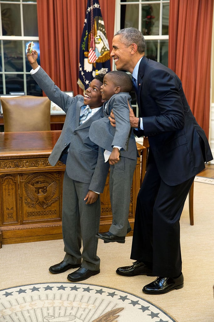When he lifted up a 4-year-old so he could be in a presidential selfie