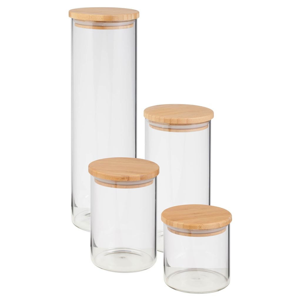 Mainstays 4 Piece Glass Kitchen Canister Set With Bamboo Lids 