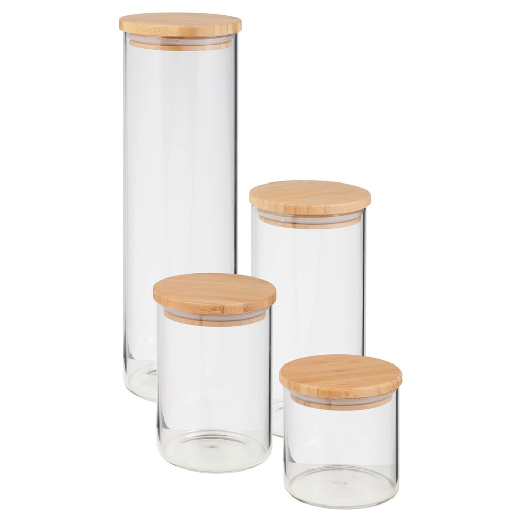 Mainstays 4-Piece Glass Kitchen Canister Set with Bamboo Lids