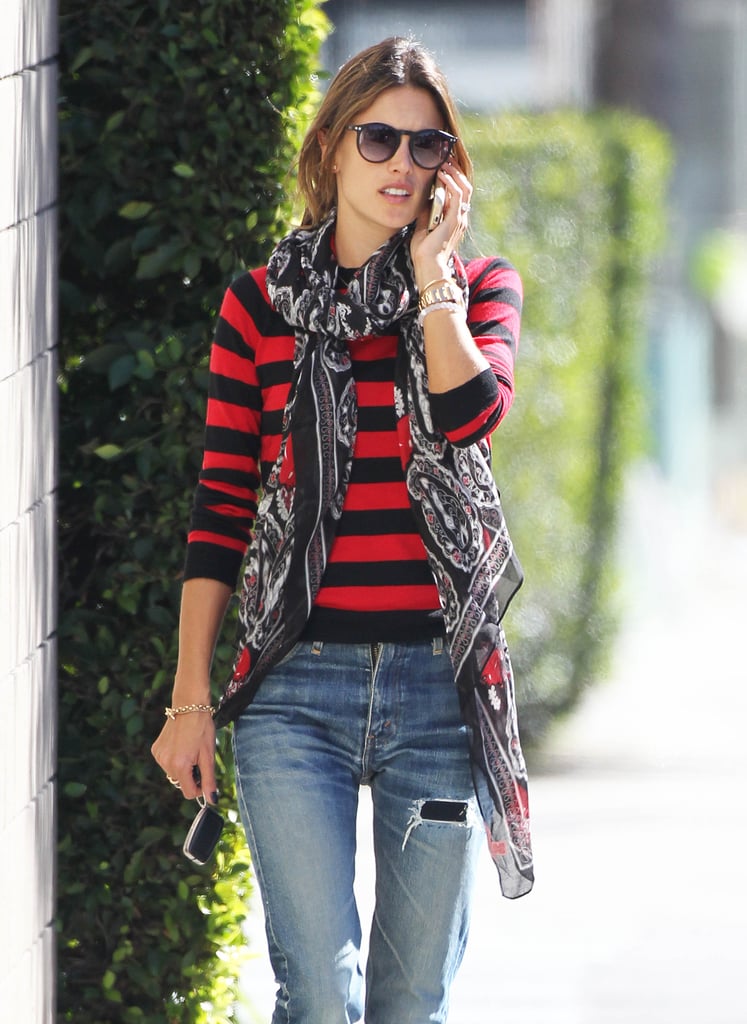 Alessandra Ambrosio took a Wednesday phone call in LA.