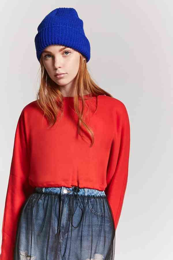 Forever 21 Cropped Drawstring Sweatshirt