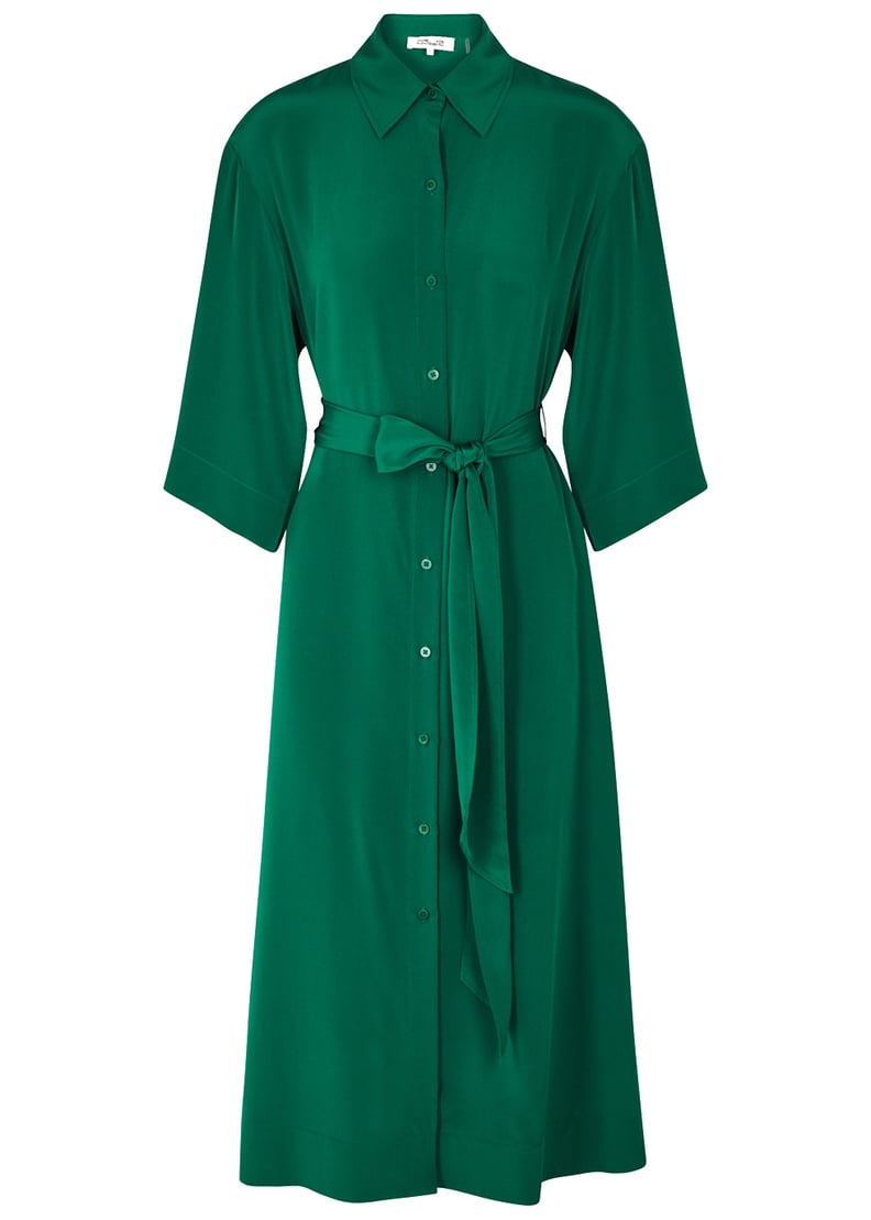 Diane Von Furstenberg Green Silk Shirt Dress