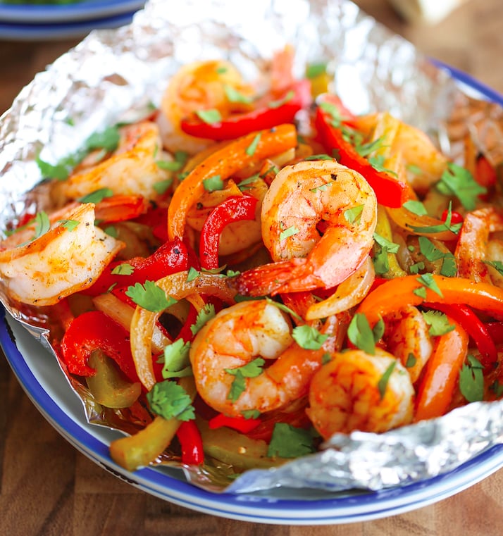 Shrimp Fajitas in Foil