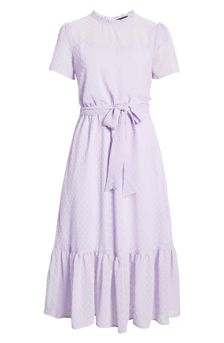 Gibson Belted Swiss Dot Midi Dress