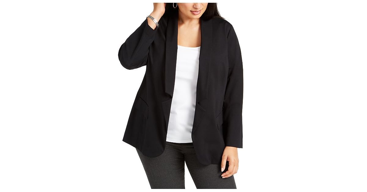 Alfani Plus Size Notched-Collar Open-Front Blazer, 11 Jackets Curvy Girls  Are Going to Fall in Love With This Season