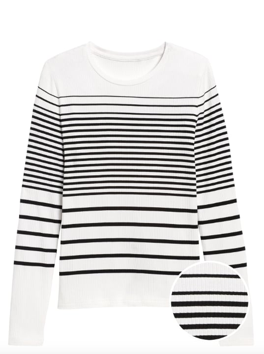 Stripe Ribbed Crew-Neck T-Shirt