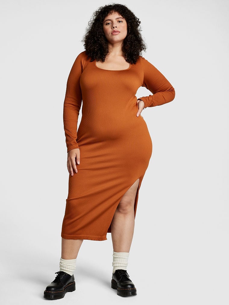 PINK Chlöe x Halle Seamless Long Sleeve Ribbed Mini Dress ($50)