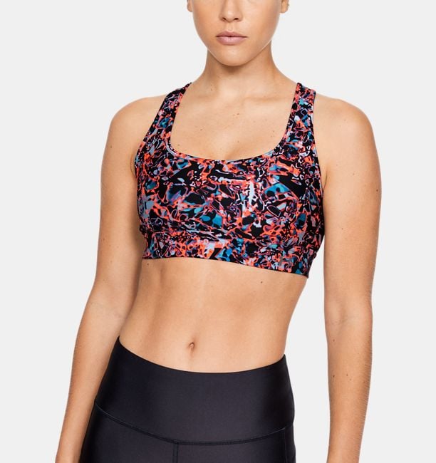 UA Armour Mid Crossback Print Mash Up Bra