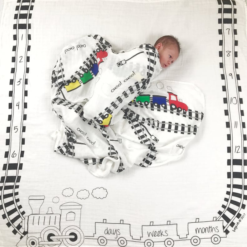 BATZKids Baby Trains Milestone Blanket