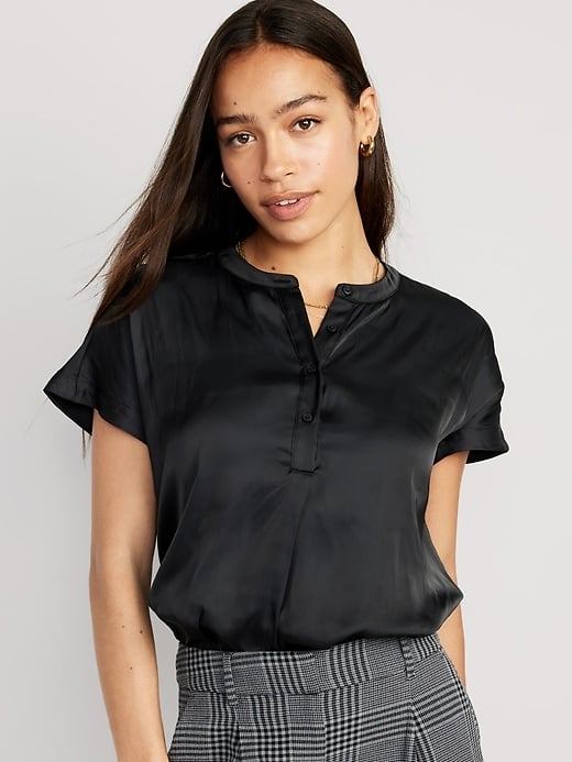 Old Navy Dolman Sleeve Satin Popover Shirt