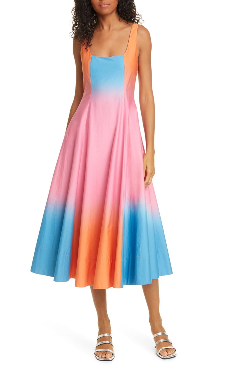 STAUD Wells Colorblock Stretch Cotton Dress