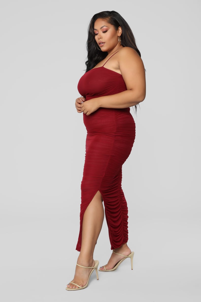 Fashion Nova Ruched and Ready Midi Dress