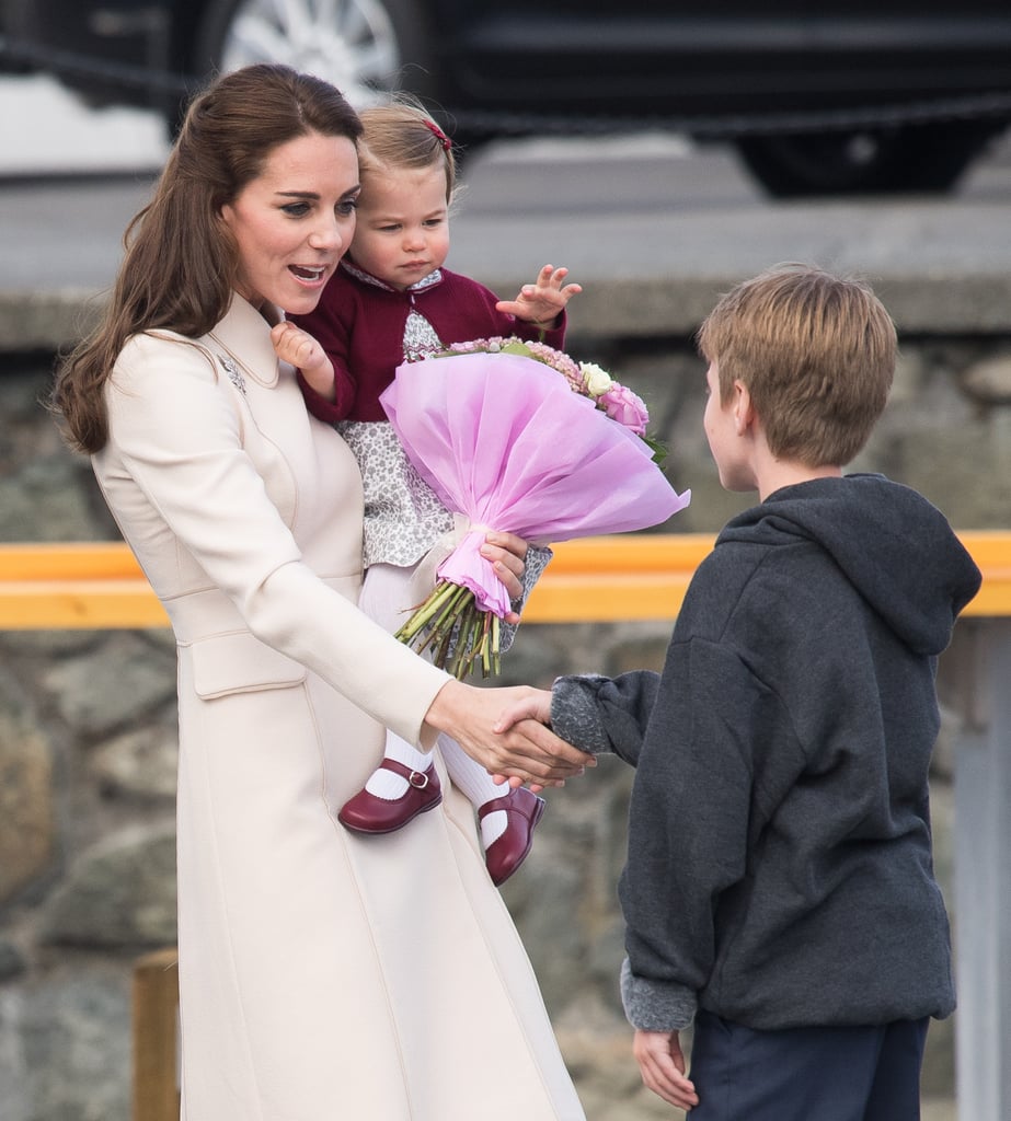 She held on to Princess Charlotte while accepting roses from a young boy before departing Canada in September 2016.