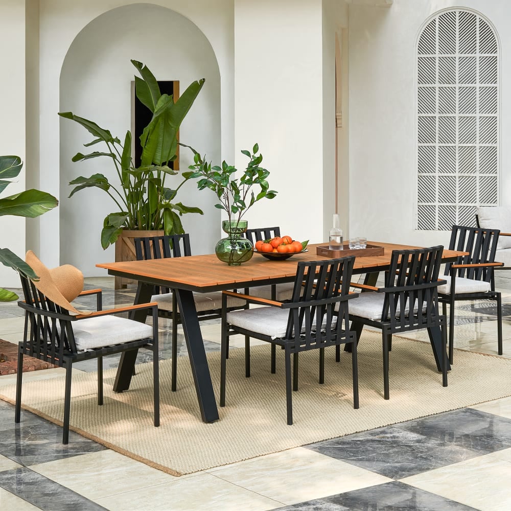 A Farmhouse Outdoor-Dining Set: Sorrento Dining Table With Chairs