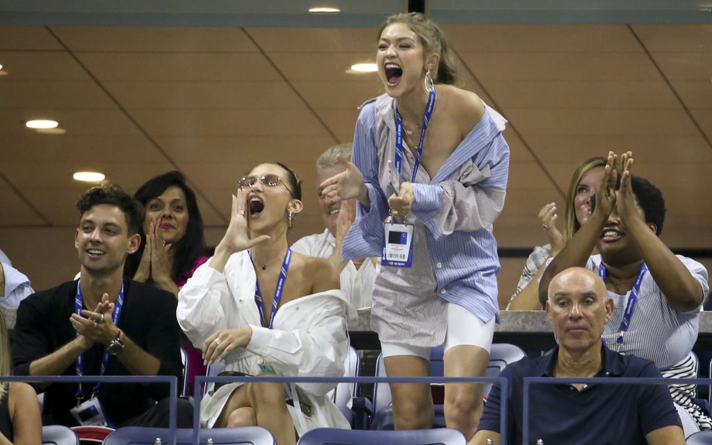 Gigi and Bella Hadid at US Open in Button-Downs 2018