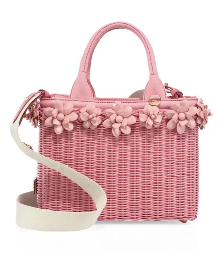 Prada Midollino Floral-Embellished Wicker & Canvas Tote | Kick Your Neutral  Purse to the Curb and Try 1 of These 20 Millennial Pink Bags | POPSUGAR  Fashion Photo 7