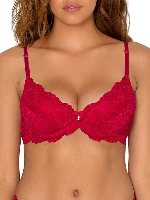 Women's Sexy Bodysuit with Push Up Bra and Lace Bow, Red : :  Fashion