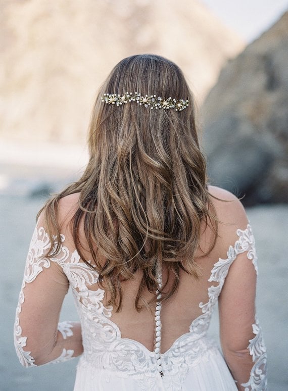 Rustic Gold Star Flower Wedding Crown Celestial Wedding Theme