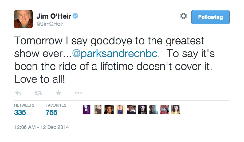 Parks and Recreation Cast Tweets About Last Day of Filming