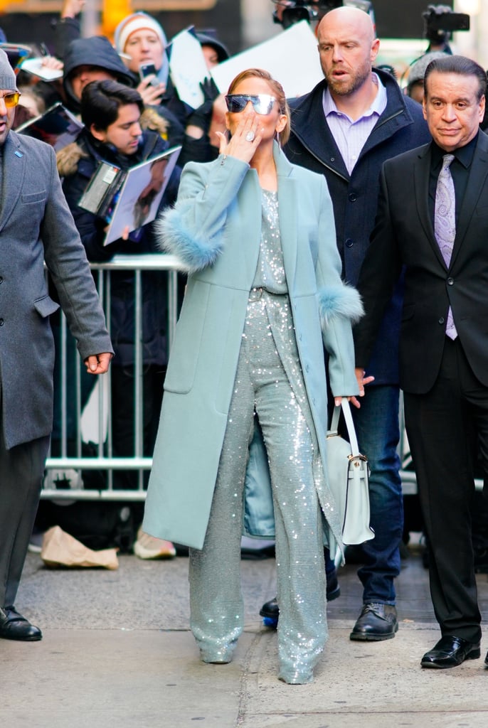 Jennifer Lopez's Blue Sparkly Jumpsuit 2018