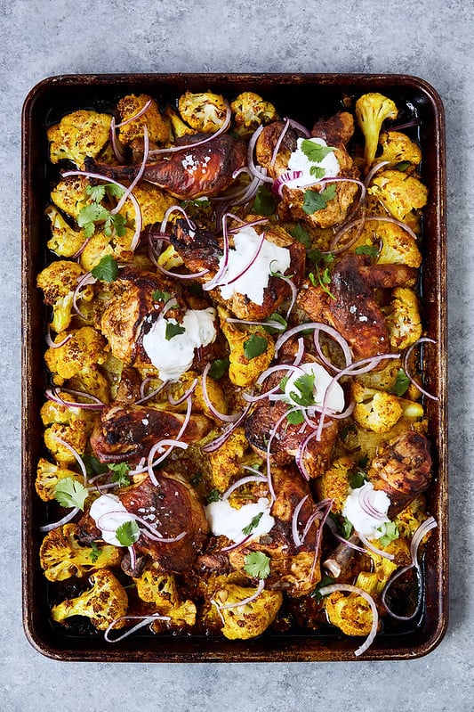 Sheet Pan Tandoori Chicken and Cauliflower