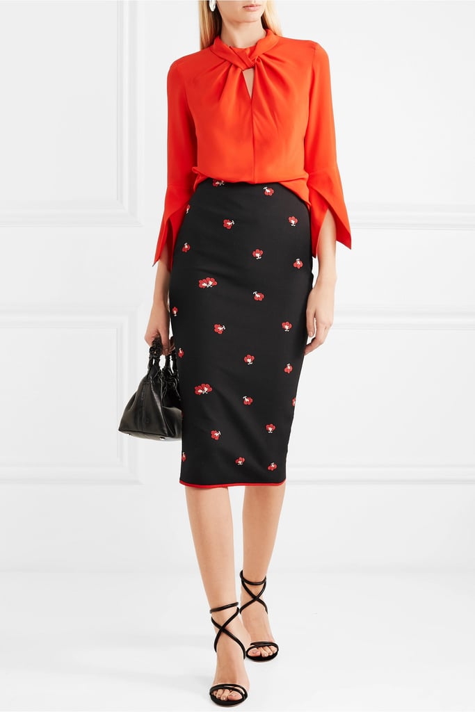 Victoria Beckham Floral-Jacquard Pencil Skirt | What to Wear on a First ...