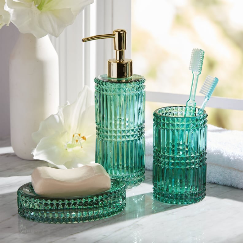 Drew Barrymore Flower Home 3-Piece Glass Bath Accessory Set