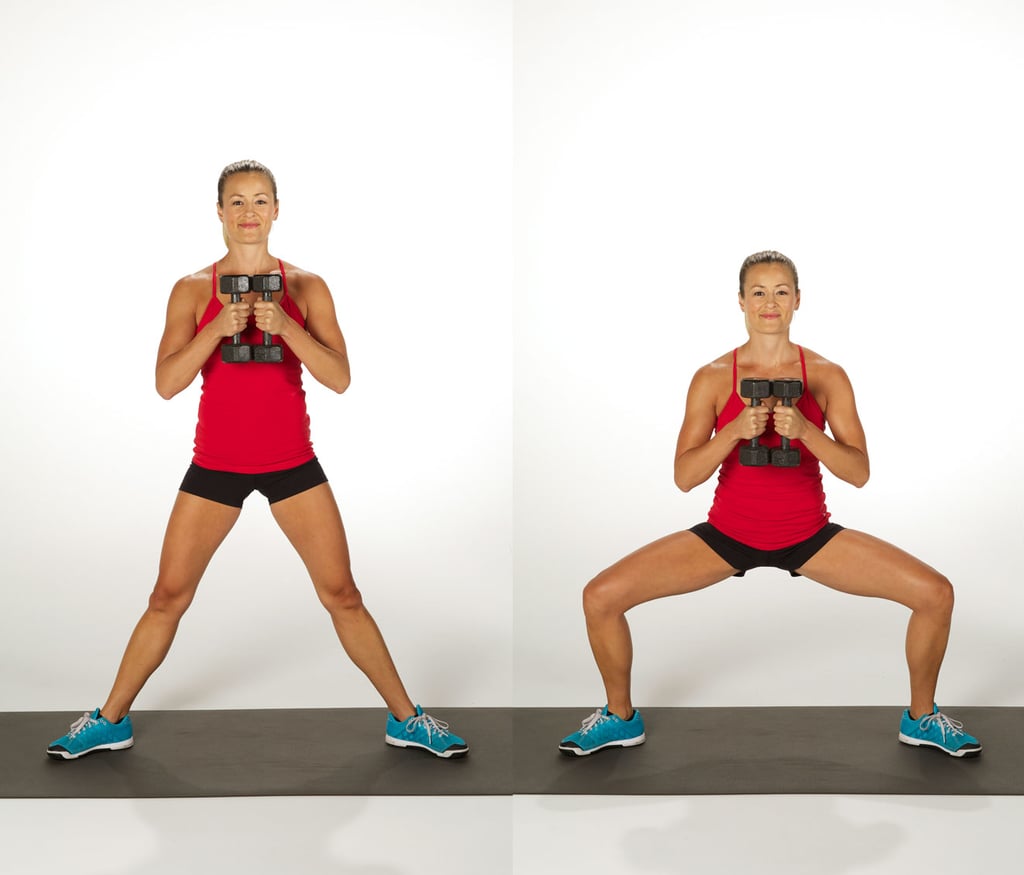 Dumbbell Sumo Squats | How Do I Work My Butt at Home? | POPSUGAR Fitness UK Photo 12