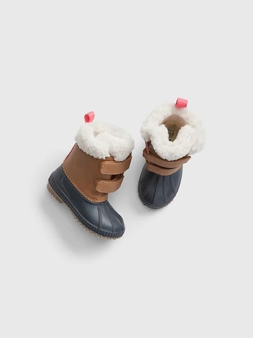 For optimal warmth and traction, get little ones this adorable pair of Toddler Sherpa Duck Boots ($70). Velcro straps make for easy outfitting and removal.