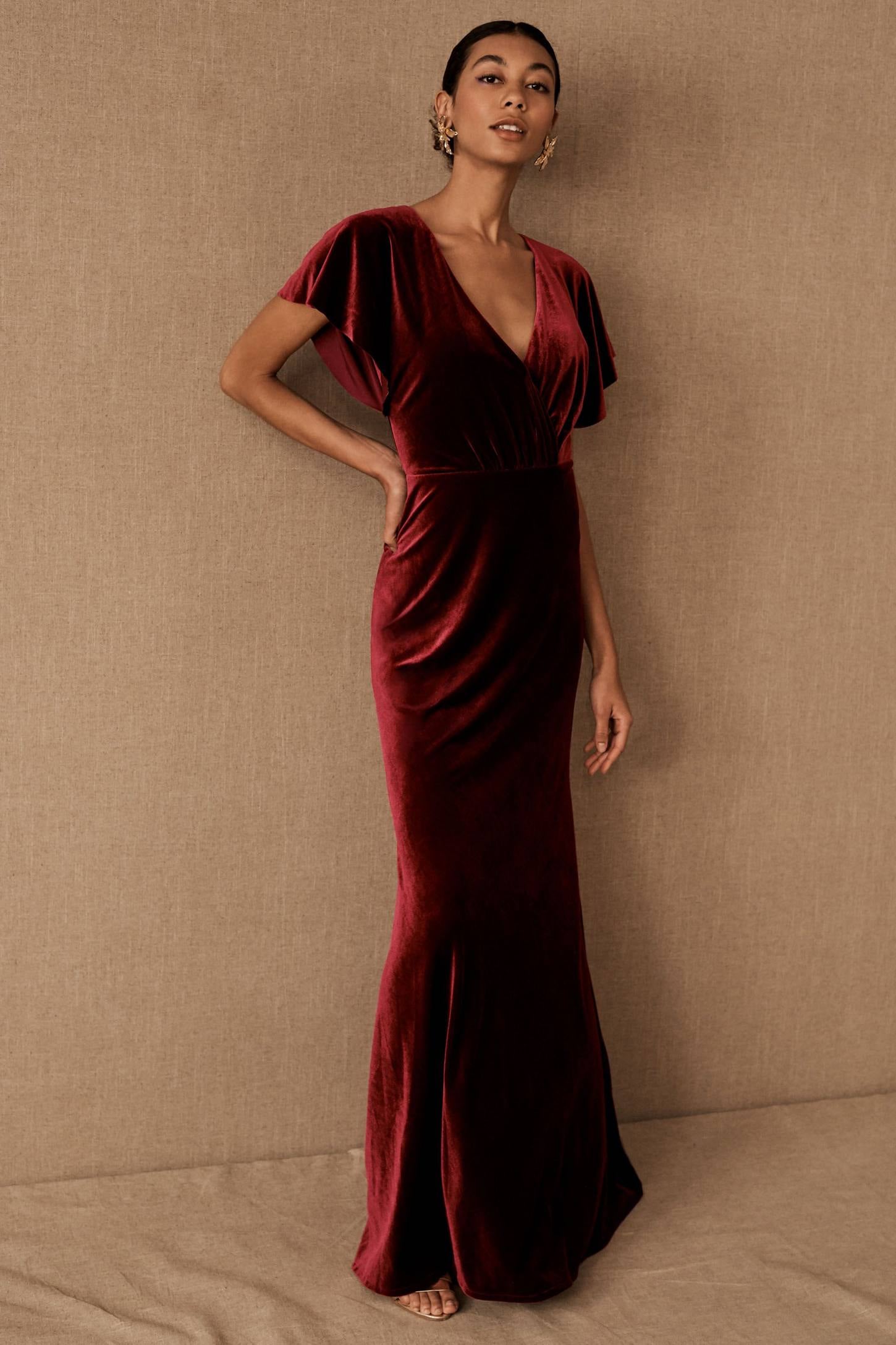 red velvet gown for wedding