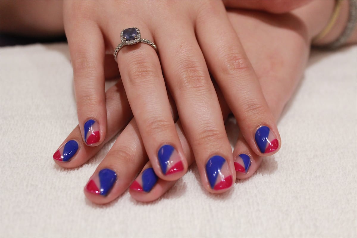 This geometric nail art is perfectly patriotic. | The 64 Best Works of Nail  Art This Year | POPSUGAR Beauty Photo 36