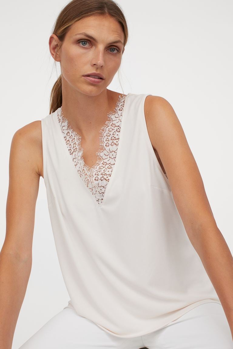 V-Neck Top With Lace