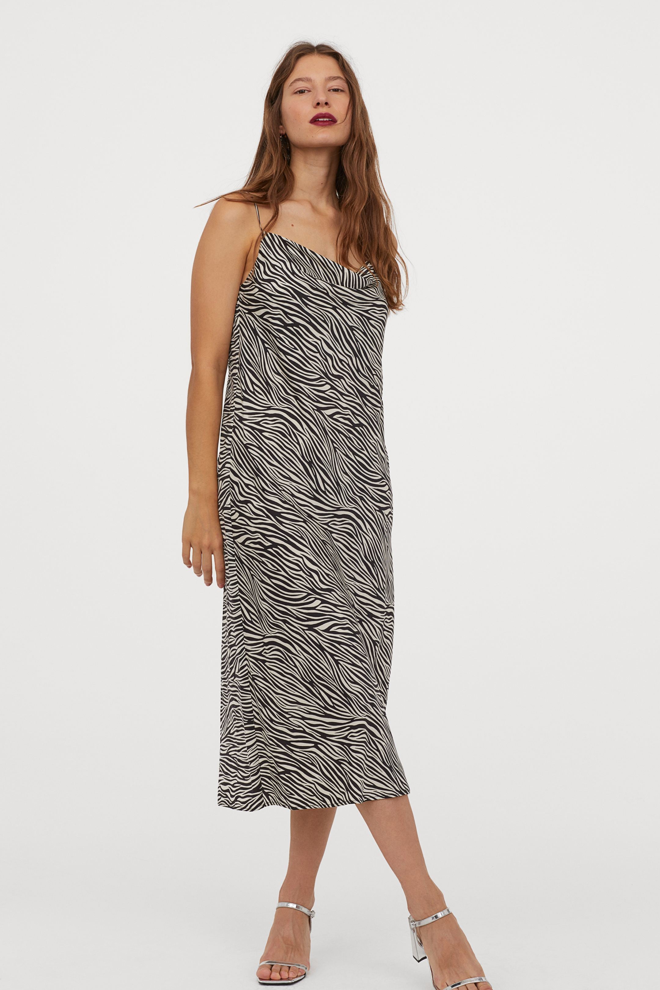 Maternity Black Leopard Print Satin Midi Slip Dress