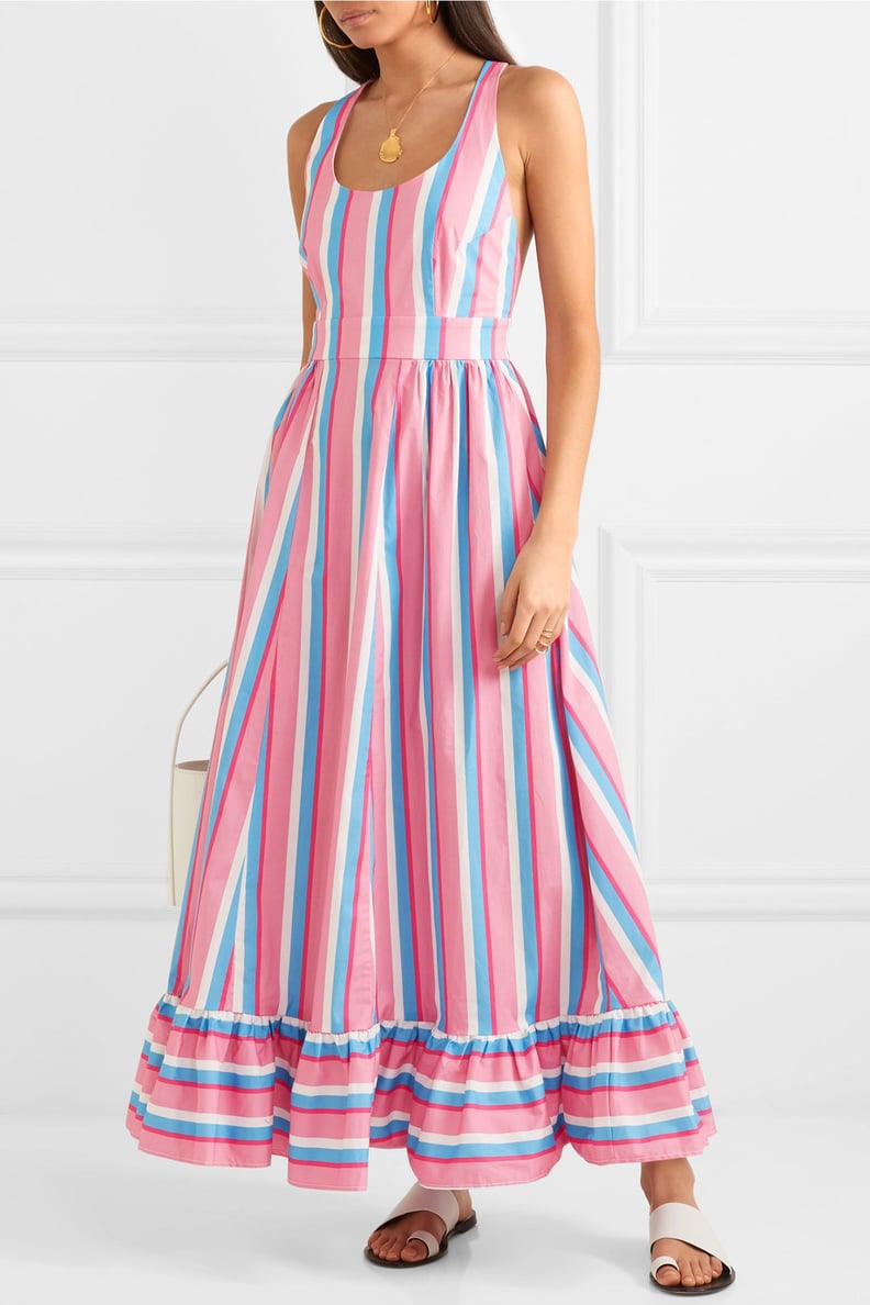 Staud Eunice Striped Stretch-Cotton Poplin Maxi Dress