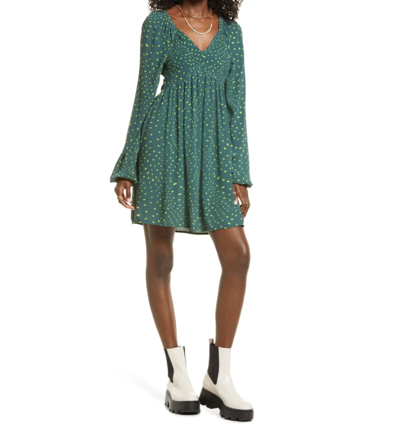 Flouncy Fun: BP. V-Neck Long Sleeve Babydoll Minidress