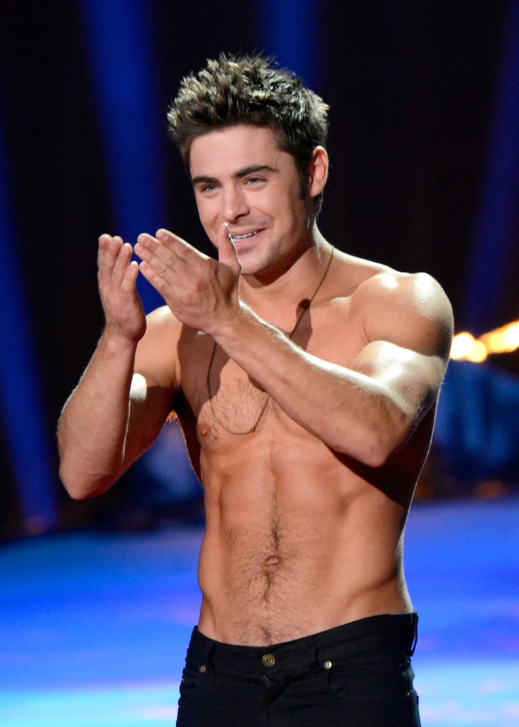 Zac Efron Shirtless at the MTV Movie Awards 2014