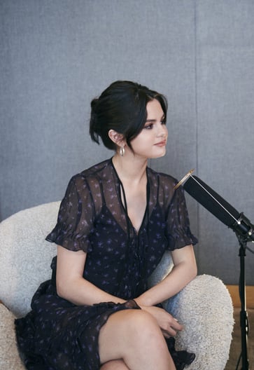 Selena Gomez's Black Floral Dress on Coach Podcast 2019 | PS Fashion