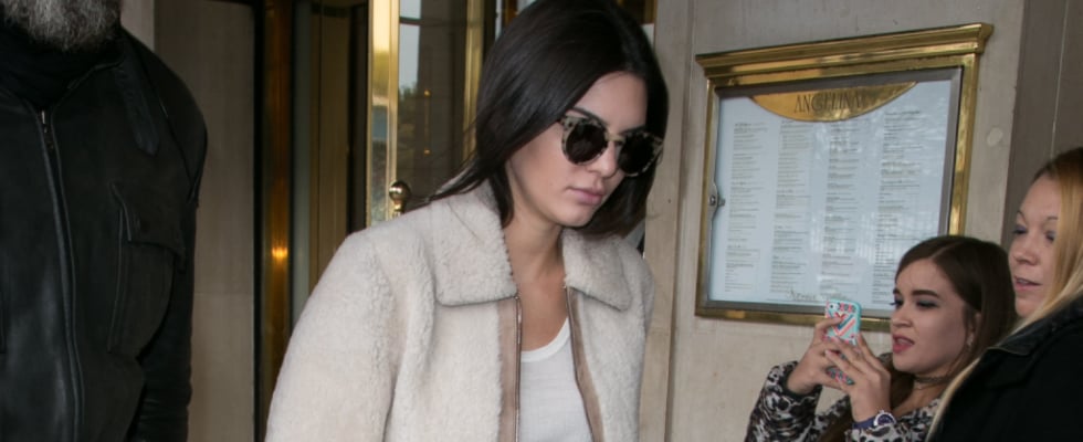 Kendall Jenner Wearing Shearling Jacket