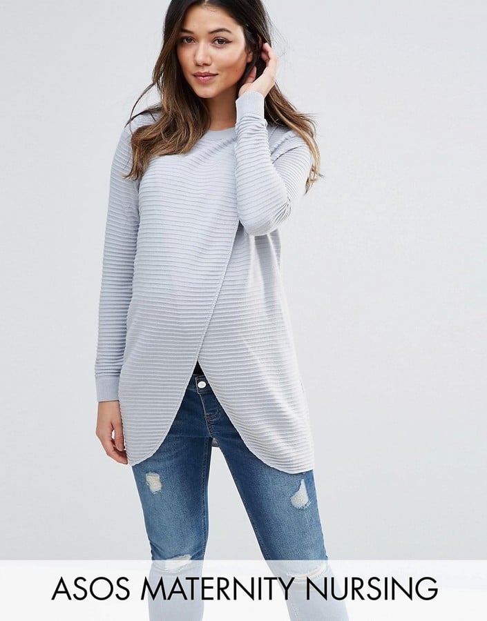 ASOS Wrap-Over Sweater in Textured Stripe