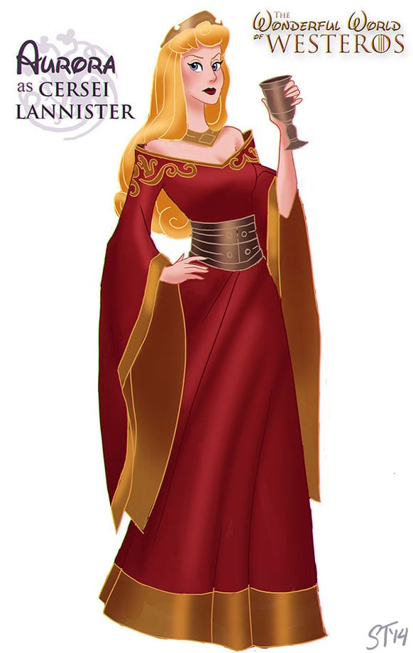 Aurora Sleeping Beauty As Cersei Lannister Disney Princesses As