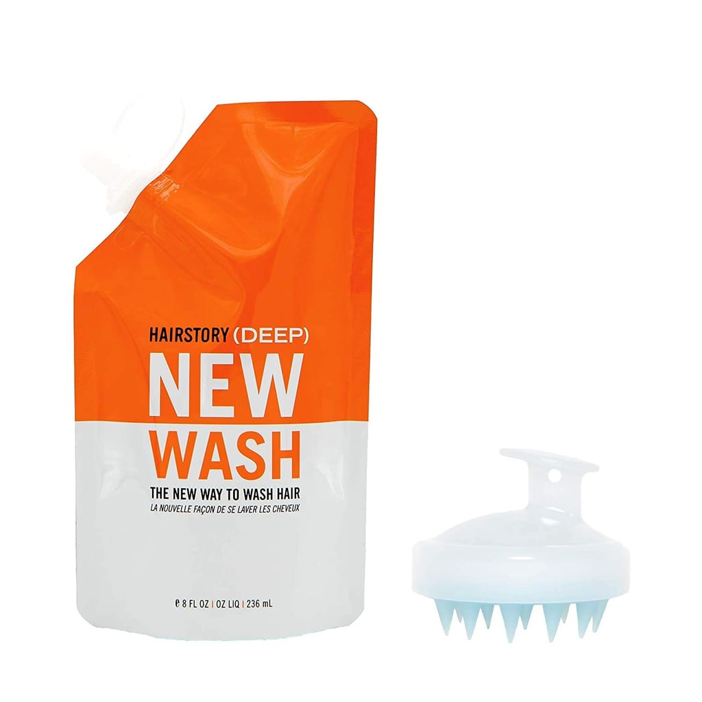 Hairstory New Wash (Deep) Hair Cleanser and Conditioner, 8oz Pouch + Scalp Brush