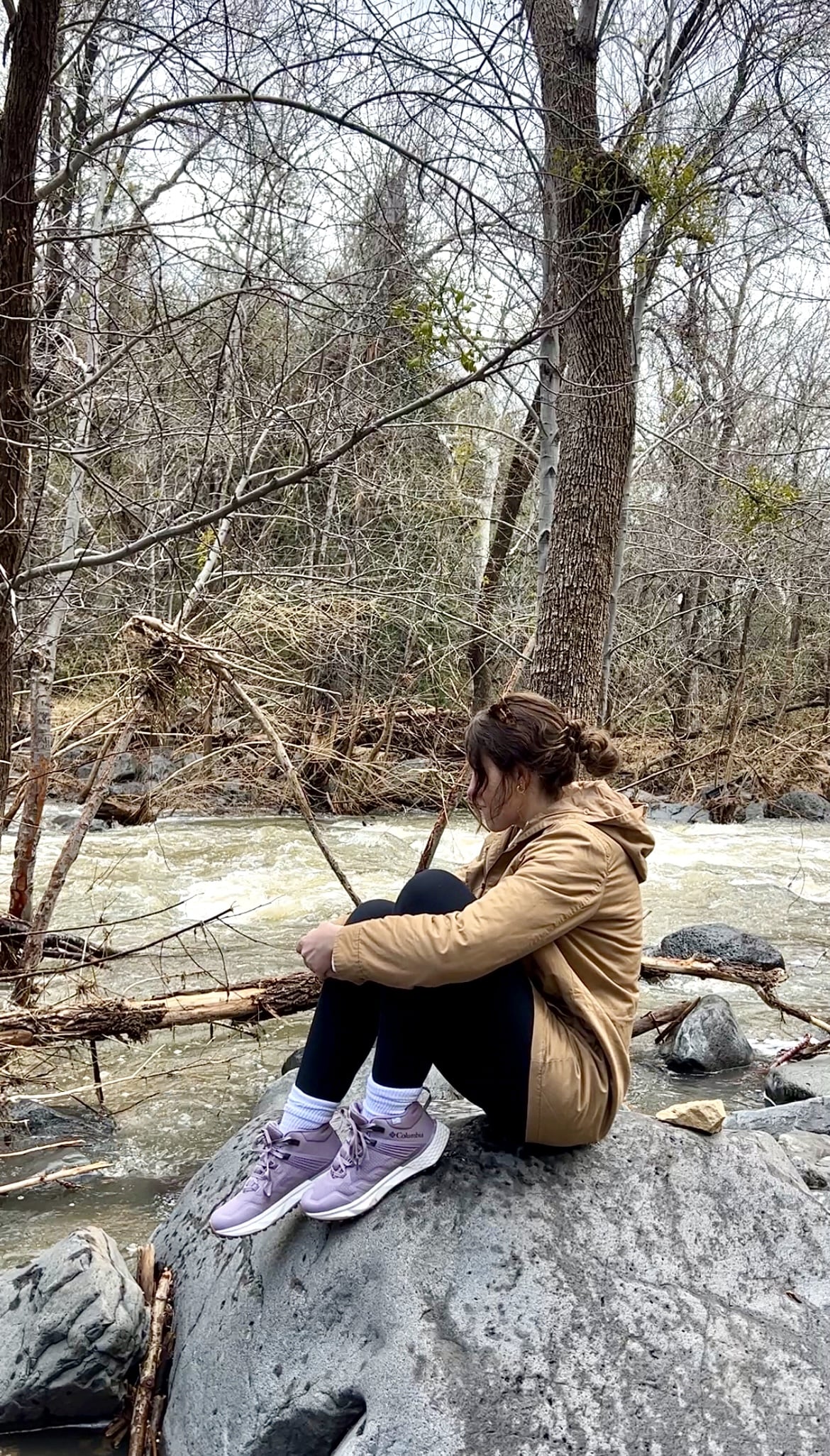 woman wearing Columbia Facet 75 Mid Outdry Hiking Shoe