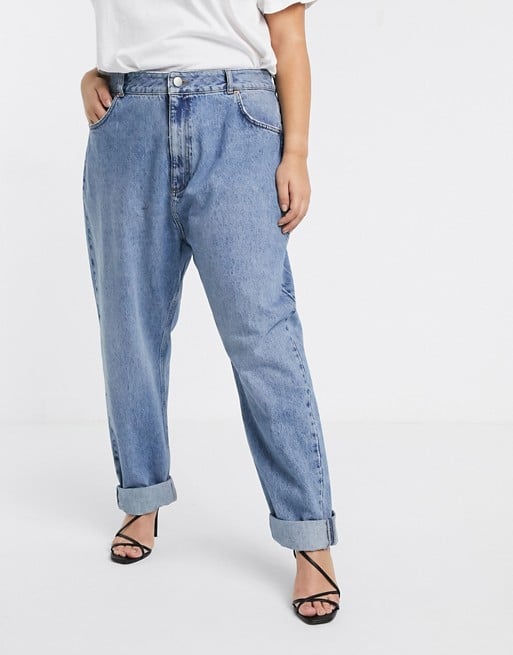 ASOS DESIGN Curve High rise 'slouchy' mom jeans in mid vintage wash